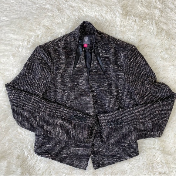 Vince Camuto One Button Black Metallic Blazer Sz 8 - Picture 3 of 12